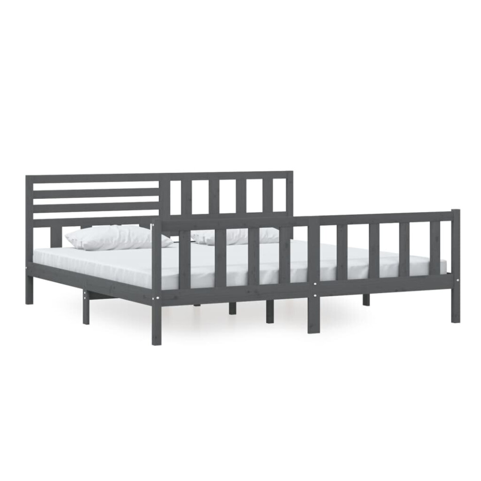 (grey, 200 x 200 cm) vidaXL Bed Frame Bed Base Bedstead Bedroom Mattress Foundation Solid Wood