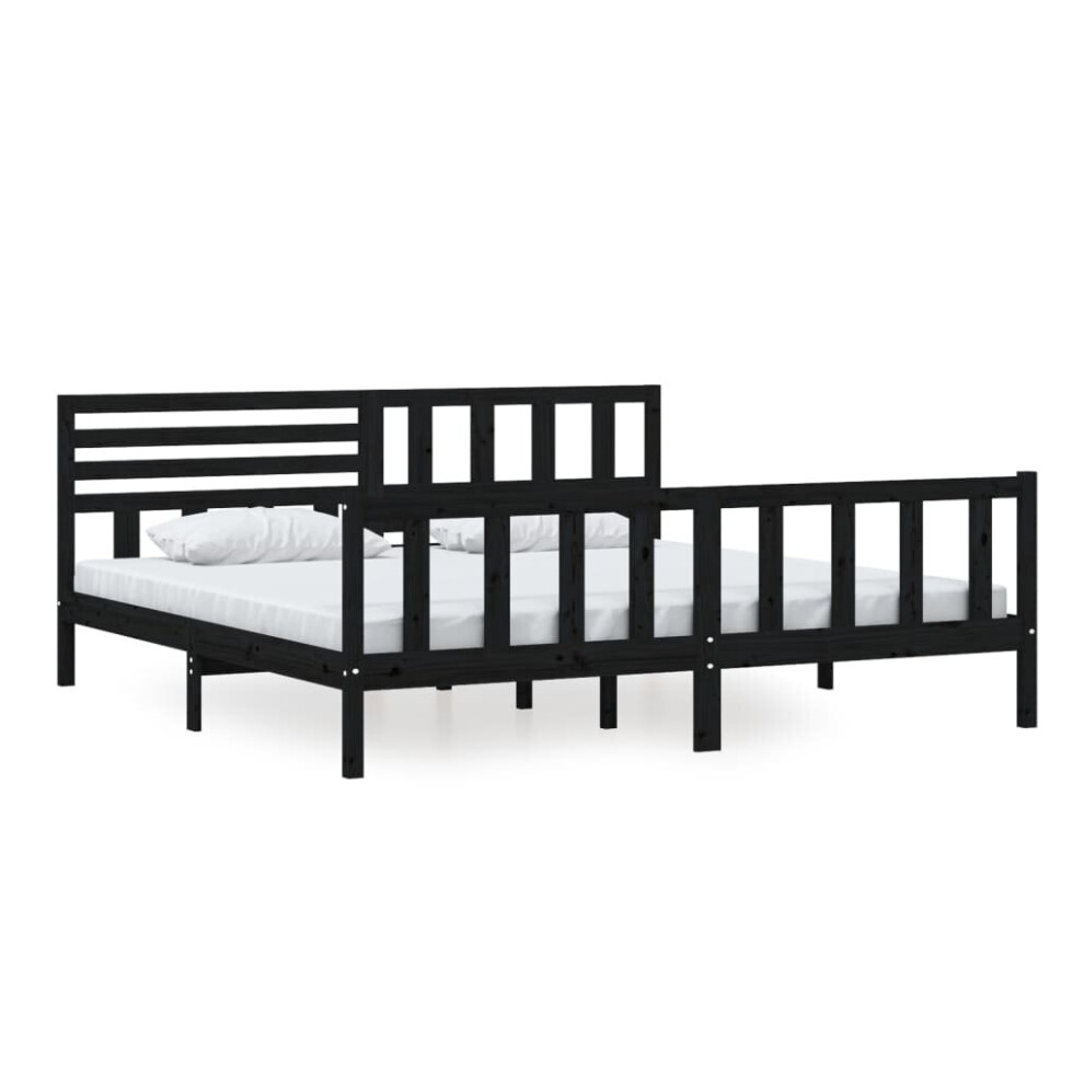 (black, 200 x 200 cm) vidaXL Solid Wood Bed Frame Wooden Bedstead Furniture Multi Colours/Sizes