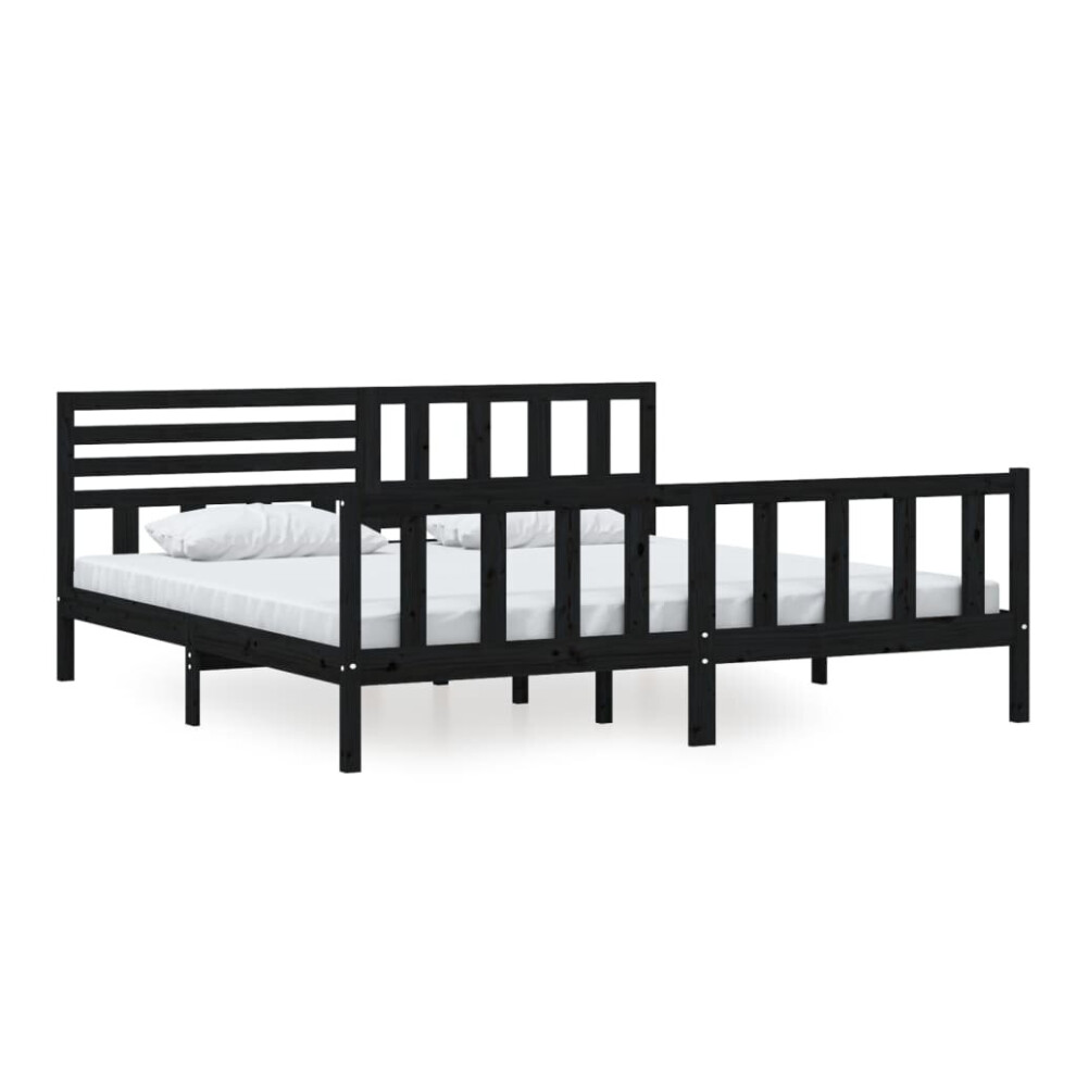 Vidaxl (Black, 200 X 200 Cm) Bed Frame Bed Base Bedstead Bedroom Mattress Foundation Solid Wood