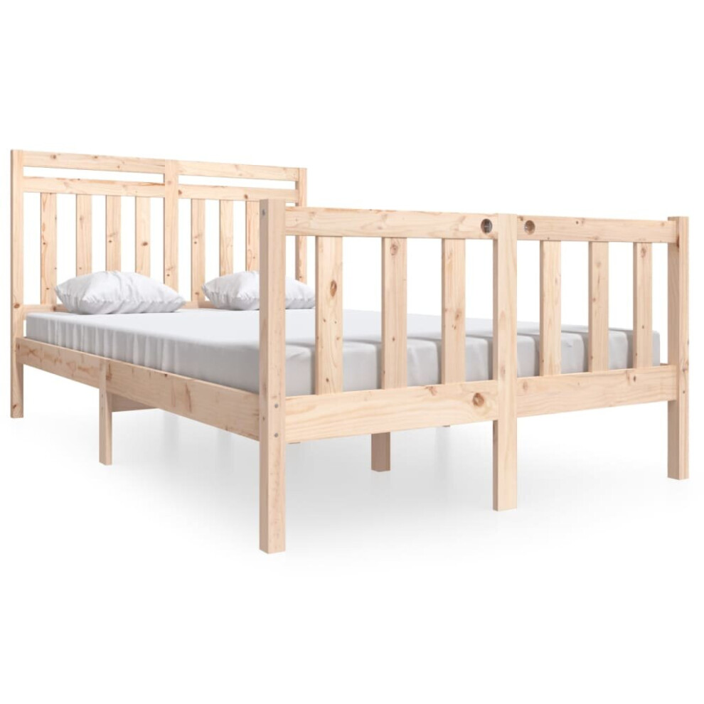 Vidaxl (Brown, 140 X 200 Cm) Bed Frame Bed Base Bedstead Bedroom Mattress Foundation Solid Wood