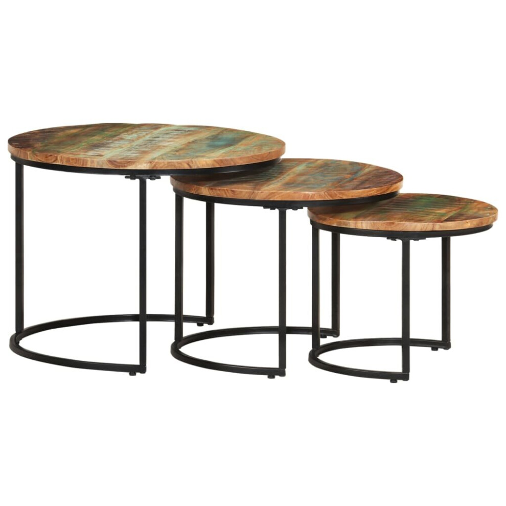 Vidaxl (3) Nesting Tables Couch Table Tea Desk Accent Table Solid Acacia Wood