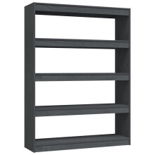 (grey, 100 x 30 x 135.5 cm) vidaXL Book Cabinet/Room Divider Storage Book Rack Bookshelf Solid Wood Pine