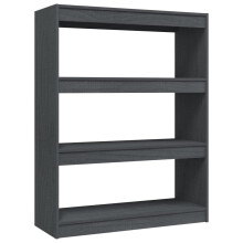 (grey, 100 x 30 x 103 cm) vidaXL Book Cabinet/Room Divider Storage Book Rack Bookshelf Solid Wood Pine