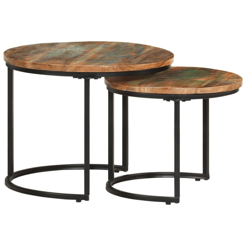 Vidaxl (2) Nesting Tables Couch Table Tea Desk Accent Table Solid Acacia Wood
