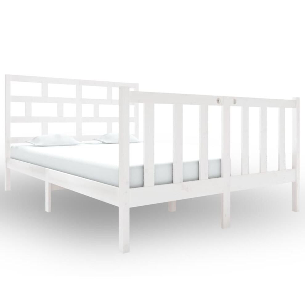 (white, 120 x 190 cm) vidaXL Bed Frame Bed Base Bedstead Bedroom Mattress Foundation Solid Wood Pine