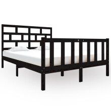 (black, 135 x 190 cm) vidaXL Bed Frame Bed Base Bedstead Bedroom Mattress Foundation Solid Wood Pine