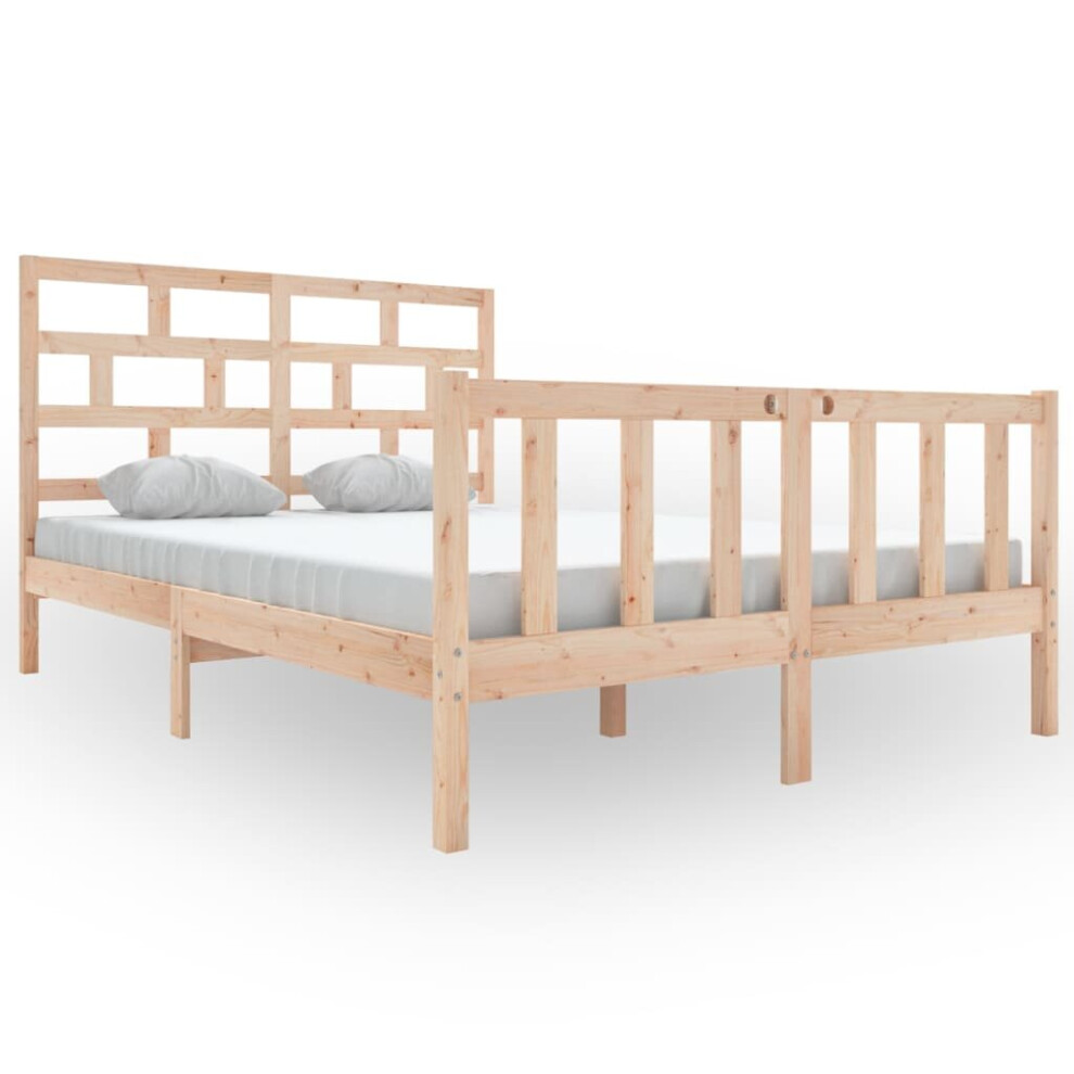 Vidaxl (Brown, 140 X 200 Cm) Bed Frame Bed Base Bedstead Bedroom Mattress Foundation Solid Wood Pine