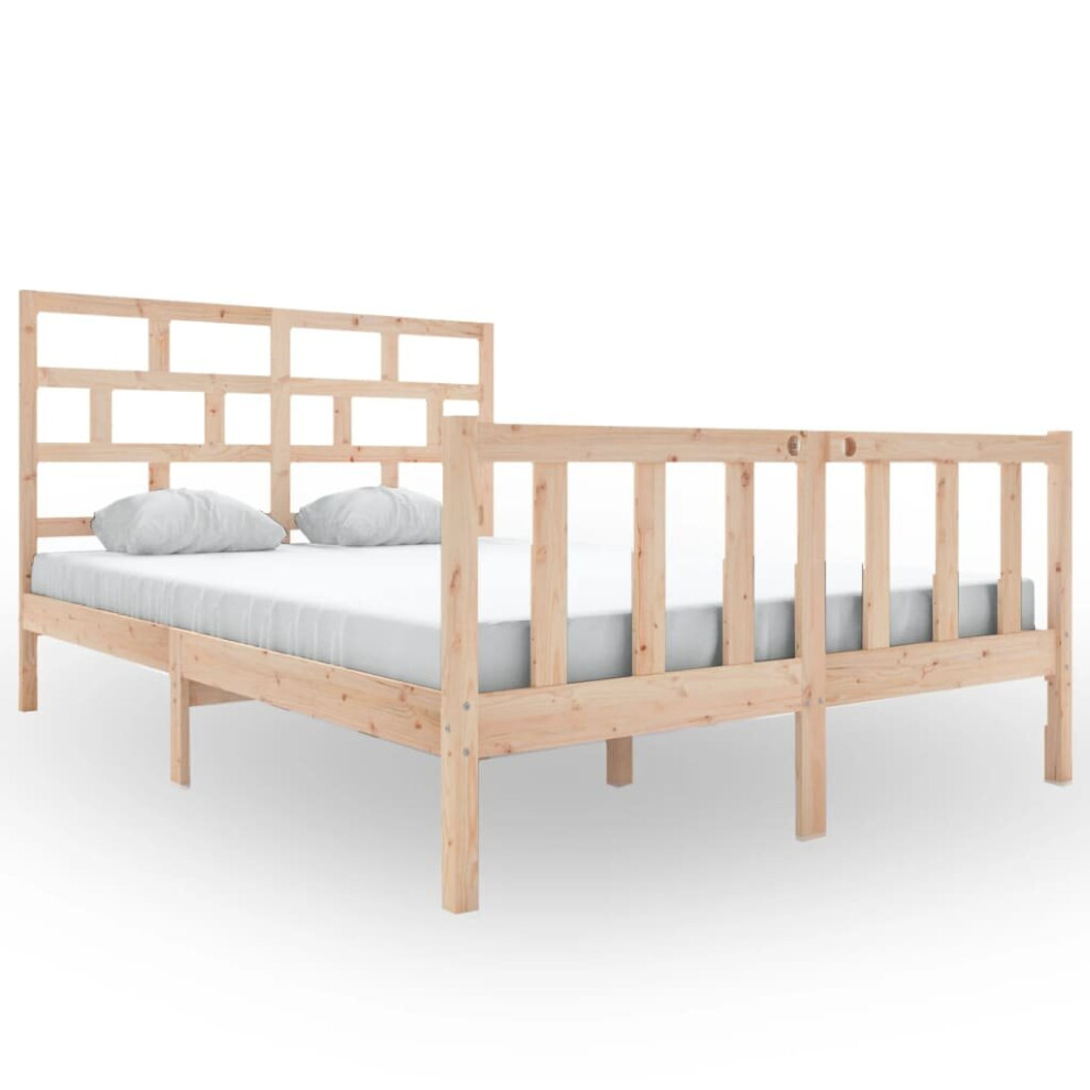 Vidaxl (Brown, 160 X 200 Cm) Bed Frame Bed Base Bedstead Bedroom Mattress Foundation Solid Wood Pine