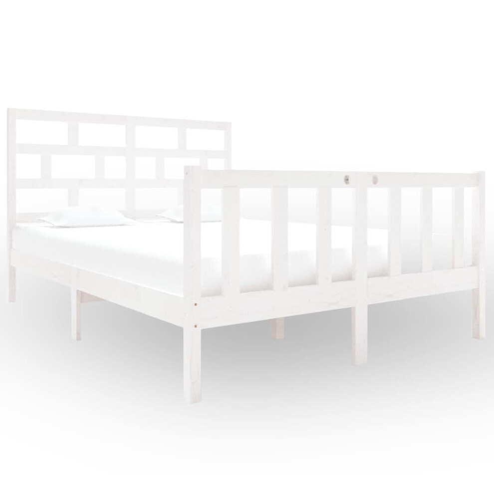 (white, 135 x 190 cm) vidaXL Bed Frame Bed Base Bedstead Bedroom Mattress Foundation Solid Wood Pine