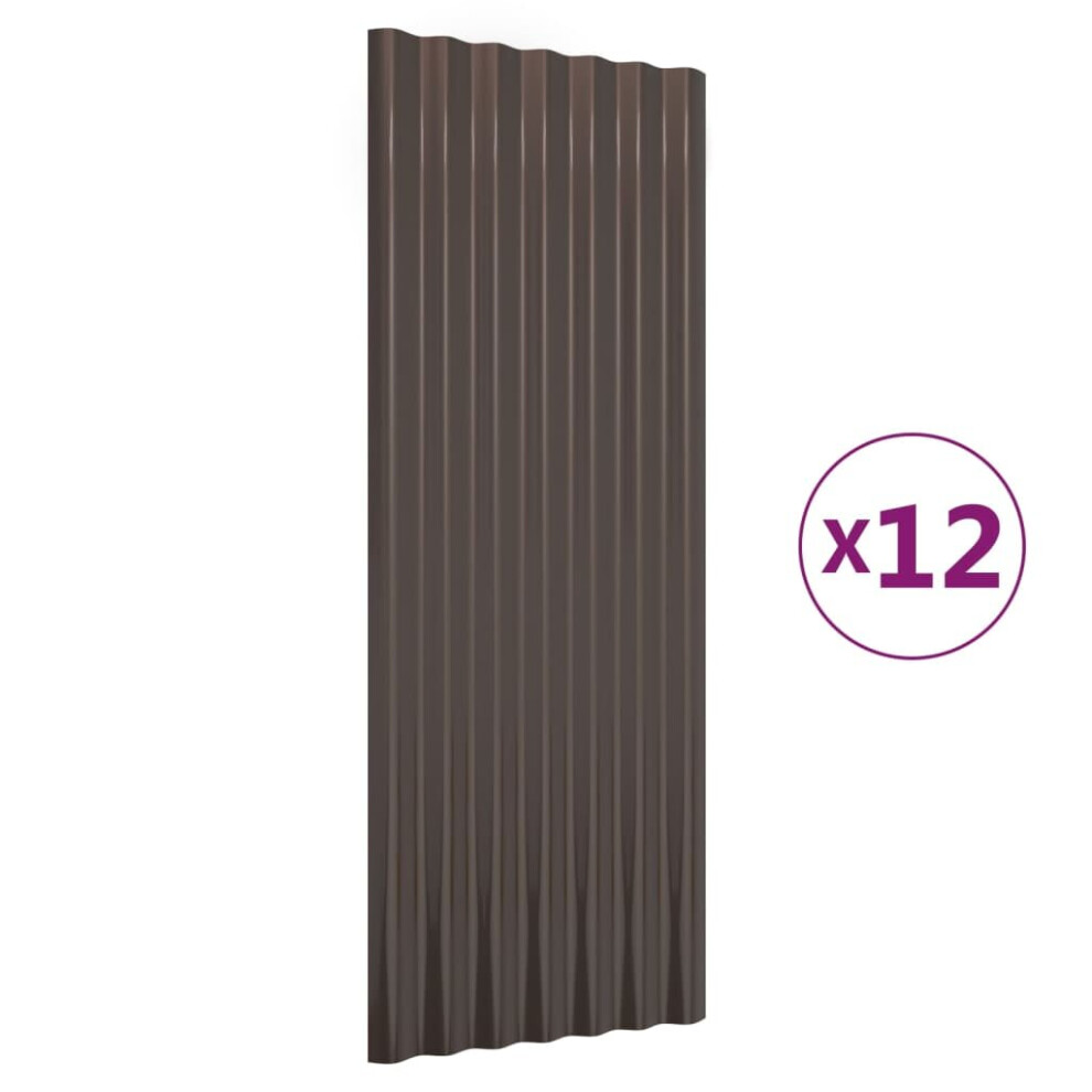 (brown, 100 x 36 cm) vidaXL 12/36x Roof Panels Powder-coated Steel Corrugated Multi Colours/Sizes