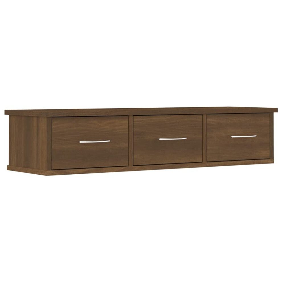 (brown oak) vidaXL Wall-mounted Drawer Shelf Engineered Wood Wall Cabinet Multi Colours