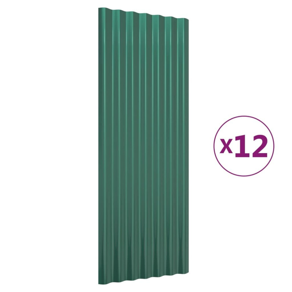 (green, 100 x 36 cm) vidaXL 12/36x Roof Panels Powder-coated Steel Corrugated Multi Colours/Sizes