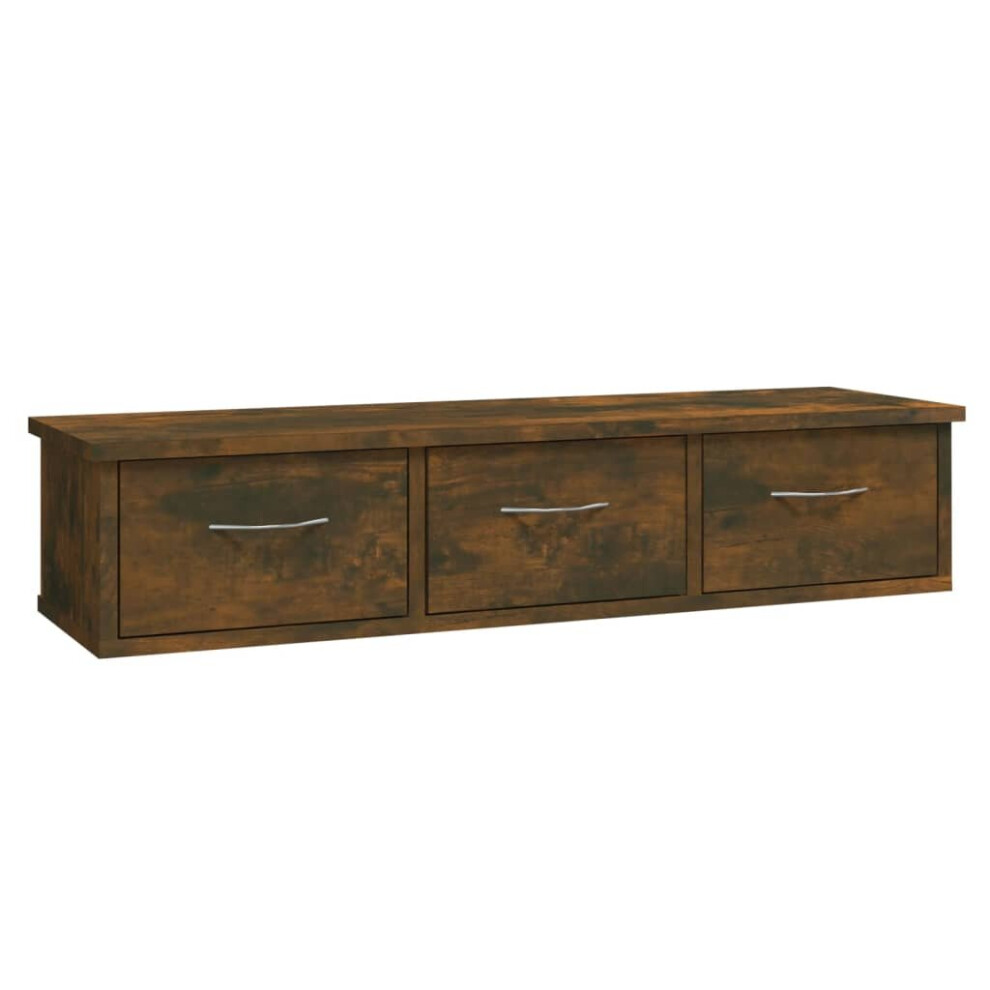 (smoked oak) vidaXL Wall-mounted Drawer Shelf Wall Rack Storage Cabinet Engineered Wood