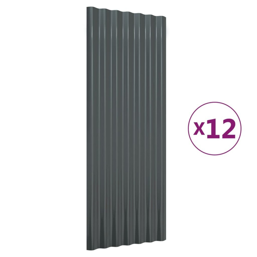 (anthracite, 100 x 36 cm) vidaXL 12/36x Roof Panels Powder-coated Steel Corrugated Multi Colours/Sizes