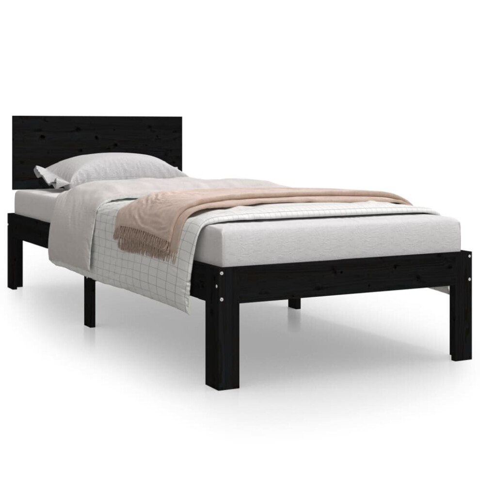 (black, 2ft6 small single) vidaXL Solid Wood Bed Frame Home Bedroom Furniture Multi Colours Multi Sizes