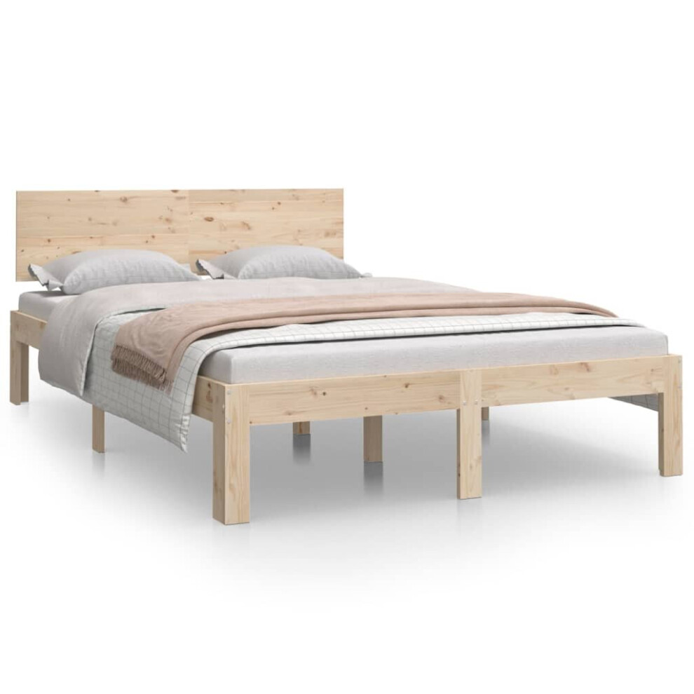 Vidaxl (Brown, 4Ft Small Double) Bed Frame Bedroom Bed Base Bedstead Mattress Foundation Solid Wood