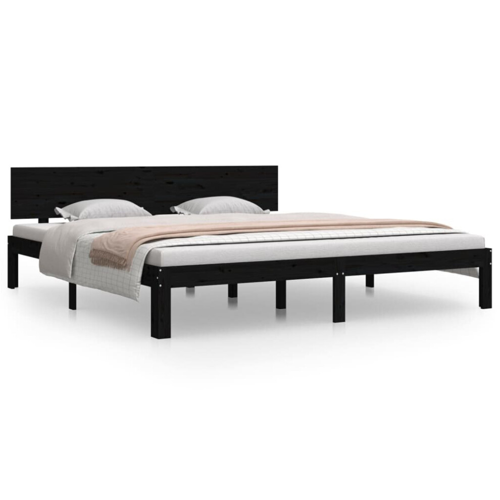 (black, 6ft super king size) vidaXL Solid Wood Bed Frame Home Bedroom Furniture Multi Colours Multi Sizes