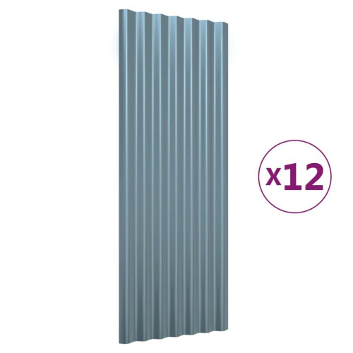 VidaXL (grey, 100 x 36 cm) vidaXL 12/36x Roof Panels Powder-coated Steel Corrugated Multi Colours/Sizes