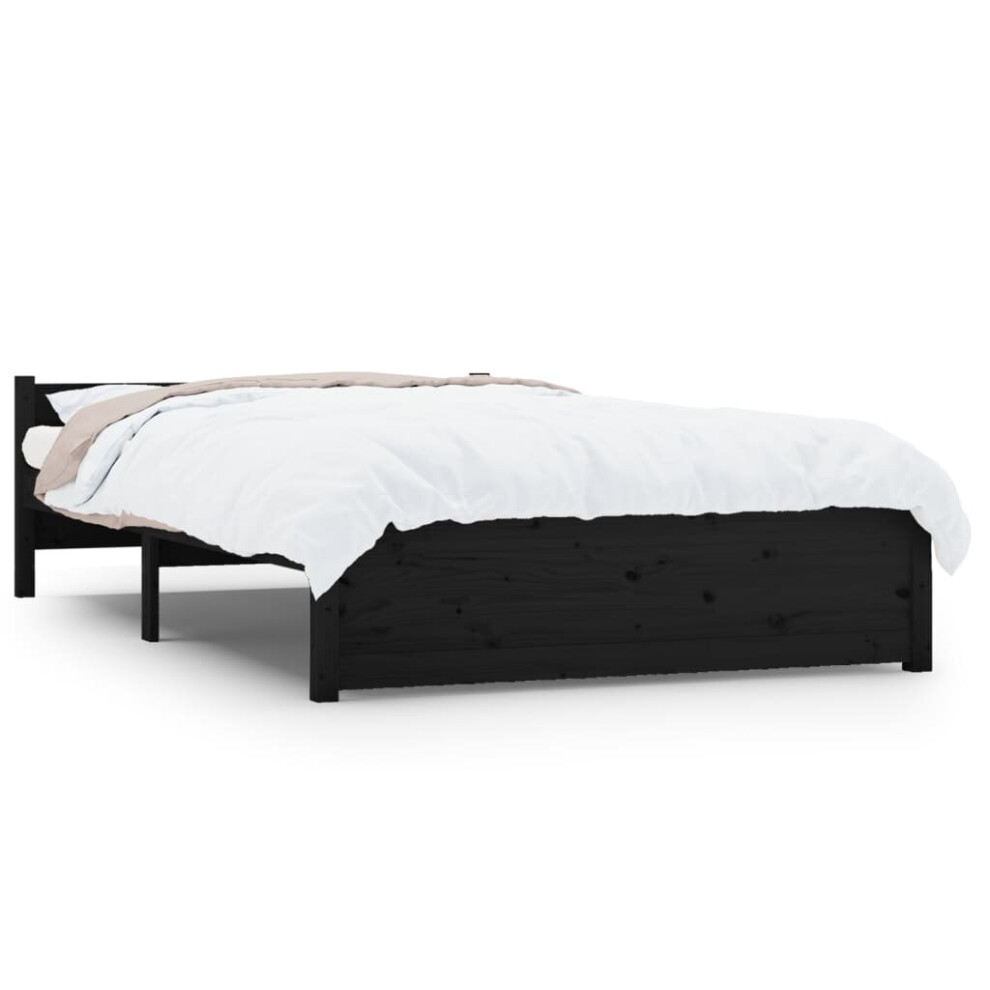 Vidaxl (Black, 135 X 190 Cm) Solid Wood Bed Frame Home Wooden Bedstead Bed Base Multi Colours/Sizes