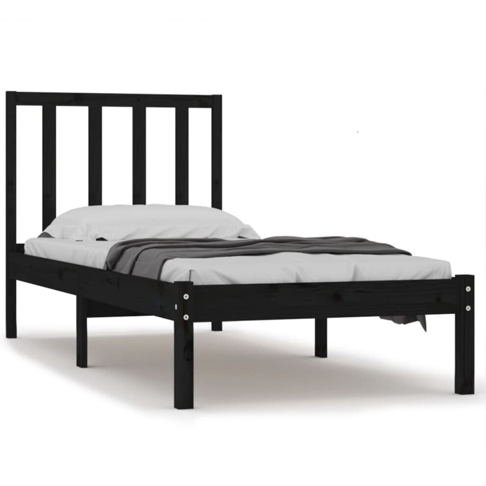 (black, 75 x 190 cm) vidaXL Solid Wood Pine Bed Frame Wooden Bedstead Bed Base Multi Colours/Sizes