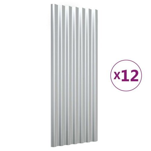 VidaXL (silver, 100 x 36 cm) vidaXL 12/36x Roof Panels Powder-coated Steel Corrugated Multi Colours/Sizes