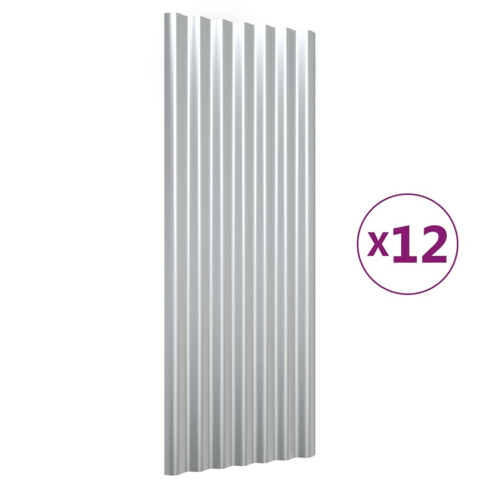 (silver, 100 x 36 cm) vidaXL 12/36x Roof Panels Powder-coated Steel Corrugated Multi Colours/Sizes