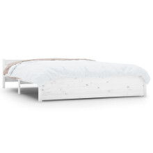 (white, 140 x 190 cm) vidaXL Solid Wood Bed Frame Home Wooden Bedstead Bed Base Multi Colours/Sizes