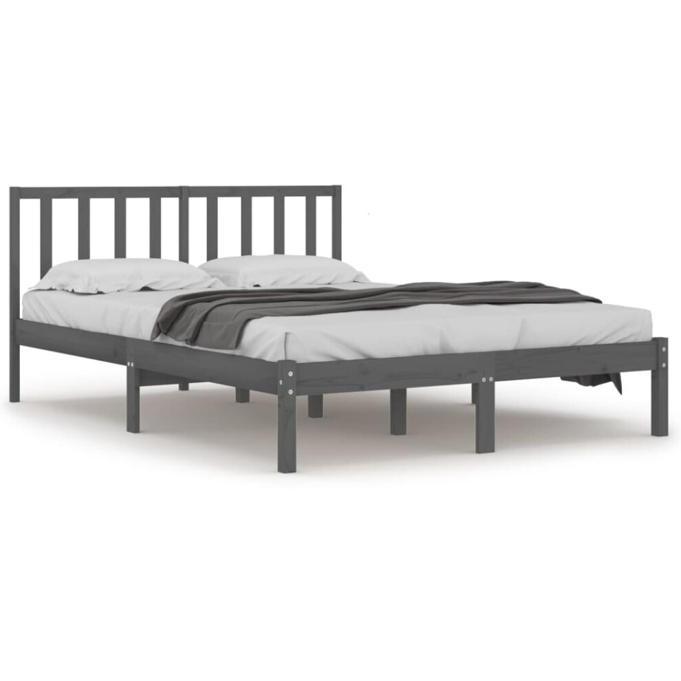 (grey, 135 x 190 cm) vidaXL Solid Wood Pine Bed Frame Wooden Bedstead Bed Base Multi Colours/Sizes