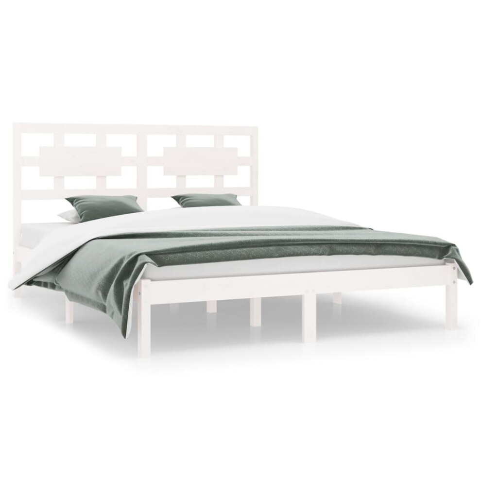 Vidaxl (White, 120 X 200 Cm) Bed Frame Bed Base Bedstead Bedroom Mattress Foundation Solid Wood Pine