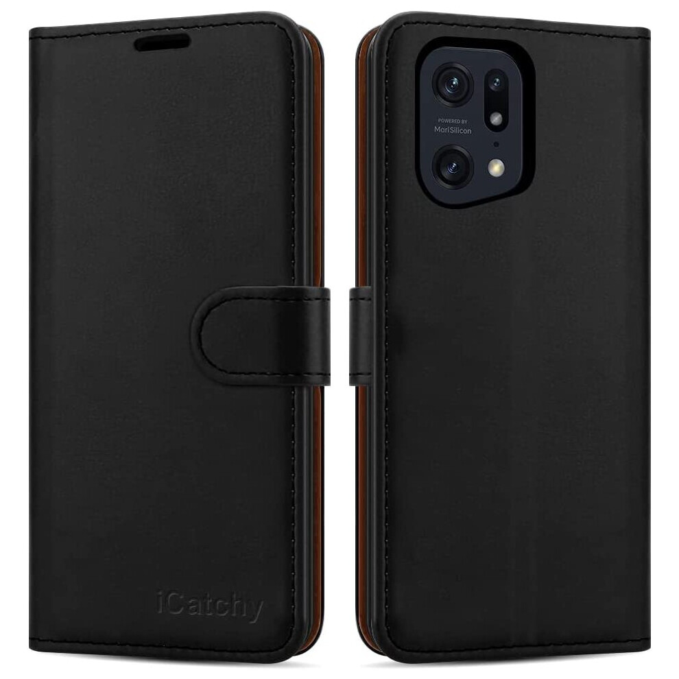 (Black) Oppo Find X5 Pro 5G Phone Wallet Book Leather Case Black 5056298016815