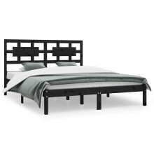 (black, 200 x 200 cm) vidaXL Bed Frame Bed Base Bedstead Bedroom Mattress Foundation Solid Wood Pine