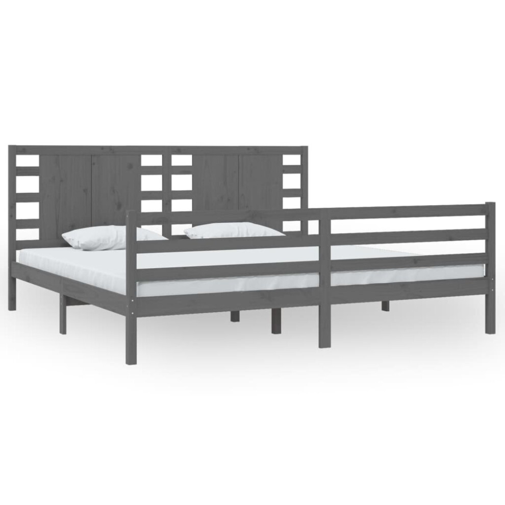Vidaxl (Grey, 200 X 200 Cm) Bed Frame Bed Base Bedstead Bedroom Mattress Foundation Solid Wood Pine