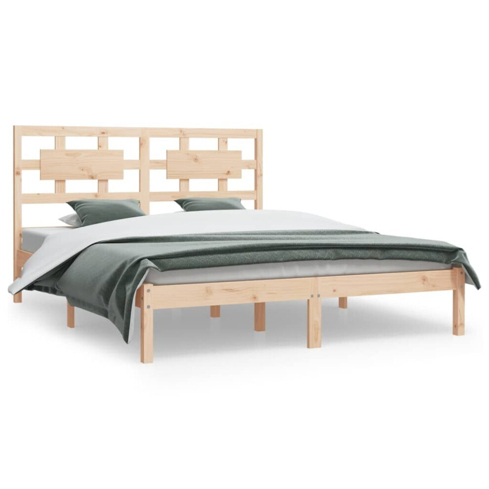 Vidaxl (Brown, 200 X 200 Cm) Bed Frame Bed Base Bedstead Bedroom Mattress Foundation Solid Wood Pine