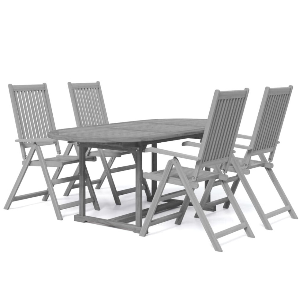 Vidaxl (5) Solid Wood Acacia Garden Dining Set Table 5/7 Piece Oval/Rectangular