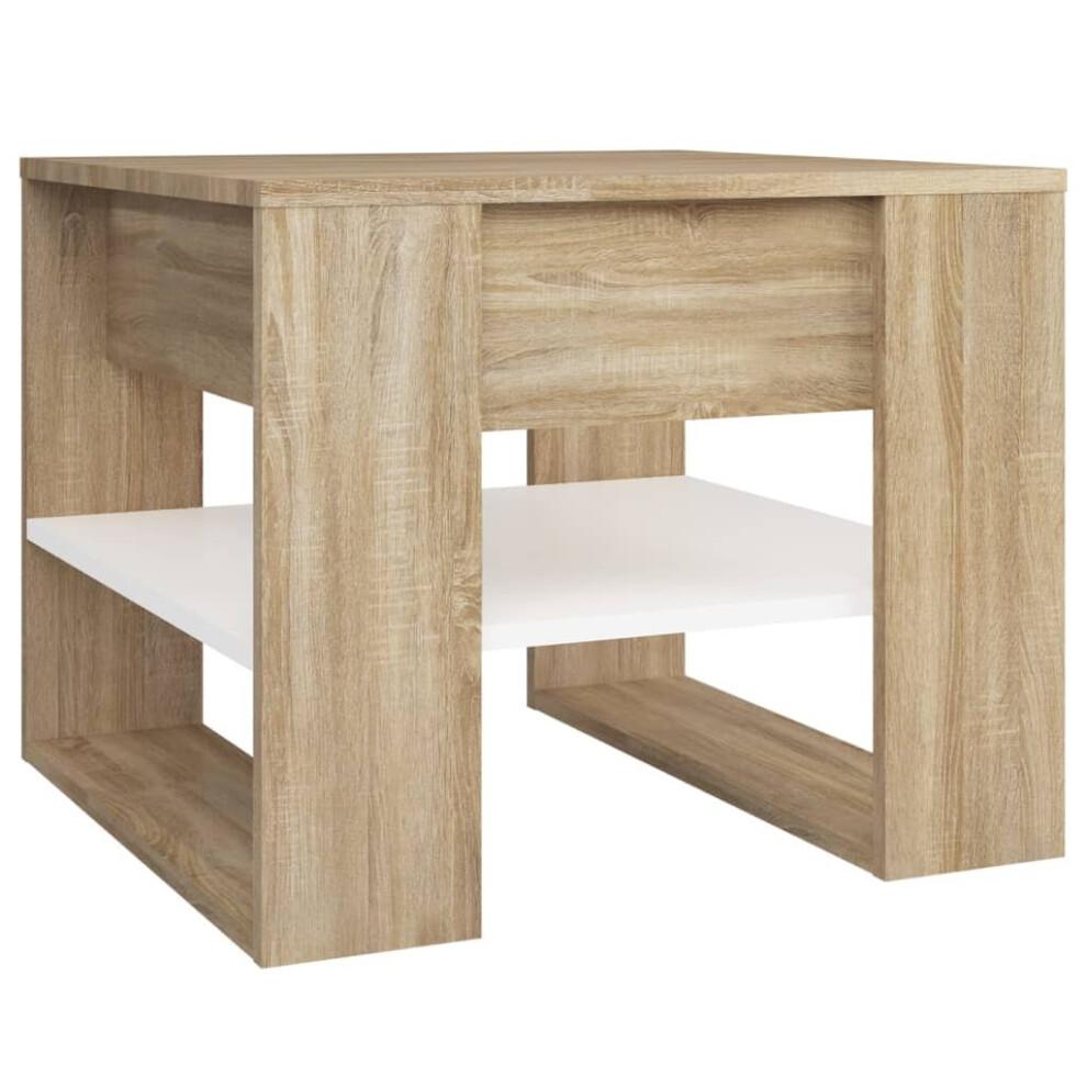 Vidaxl (White And?Sonoma Oak) Coffee Table Engineered Wood Centre Sofa Table Furniture Multi Colours