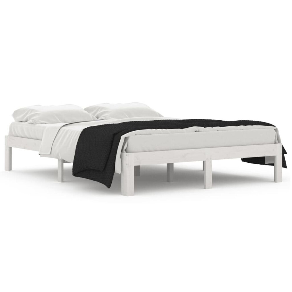 Vidaxl (White, 140 X 190 Cm) Solid Wood Pine Bed Frame Bed Base Furniture Multi Colours Multi Sizes