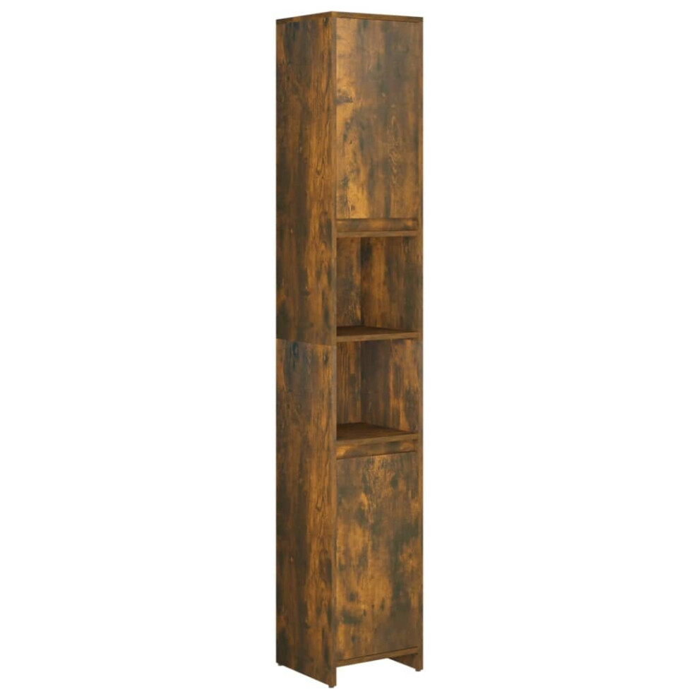 Vidaxl (Smoked Oak) Bathroom Cabinet Cupboard Storage Rack Washer Shelf Engineered Wood
