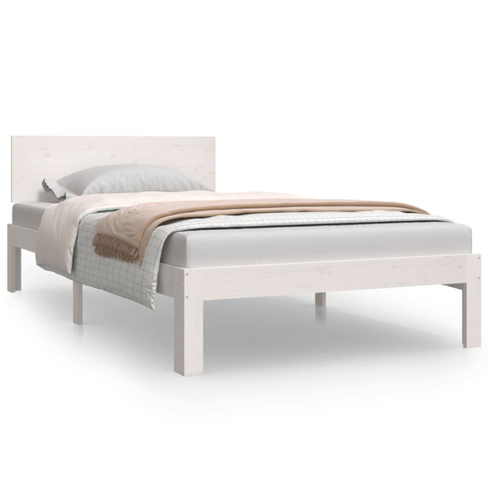 Vidaxl (White, 100 X 200 Cm) Bed Frame Bedroom Bed Base Bedstead Mattress Foundation Solid Wood
