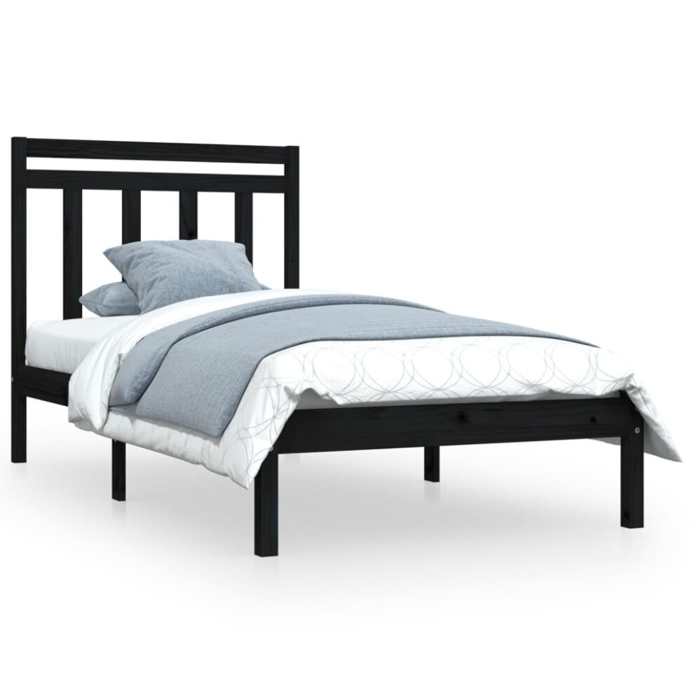 (black, 75 x 190 cm) vidaXL Solid Wood Bed Frame Bedroom Bedstead Bed Base Multi Colours/Sizes