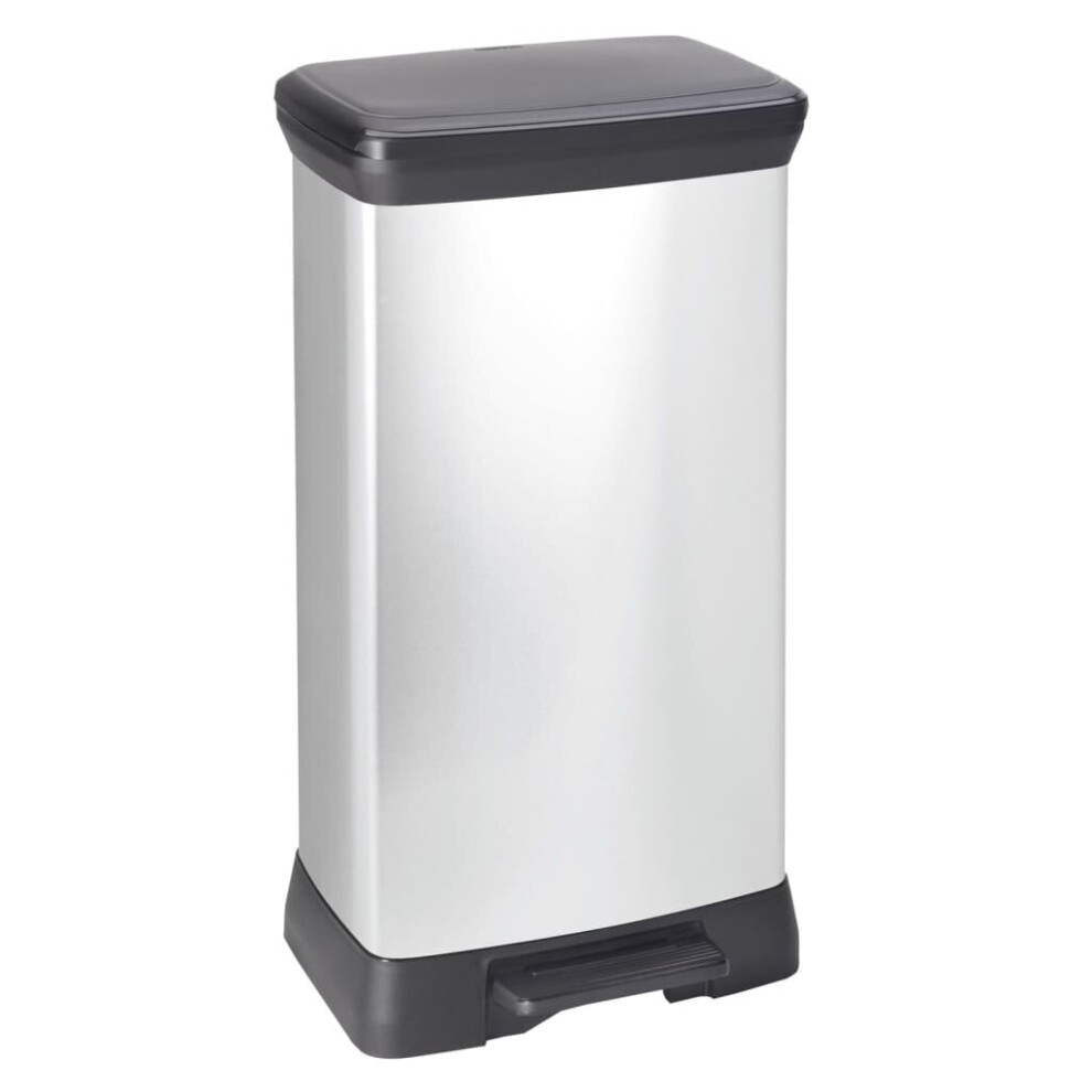 (39 x 29 x 72 cm) Curver Duo Pedal Bin Deco Rubbish Dustbin Waste Can Grey/Silver Multi Models