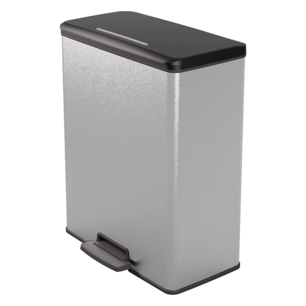 (48.6 x 28.4 x 61.5 cm) Curver Duo Pedal Bin Deco Rubbish Dustbin Waste Can Grey/Silver Multi Models