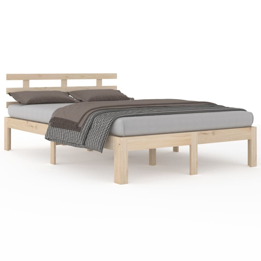 Vidaxl (, 140 X 190 Cm) Bed Frame Home Wooden Bedroom Bedstead Platform Bed Base Solid Wood Brown