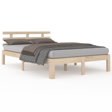 (brown, 135 x 190 cm) vidaXL Bed Frame Home Wooden Bedroom Bedstead Platform Bed Base Solid Wood