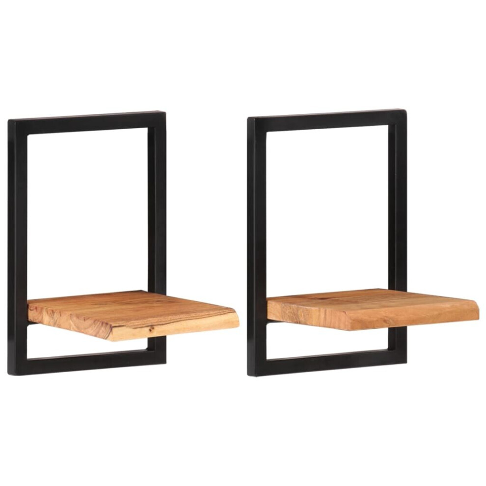 Vidaxl (25 ¡Á 25 ¡Á 35 Cm) Wall Shelf Set Picture Ledges Display Unit Solid Acacia Wood And Steel