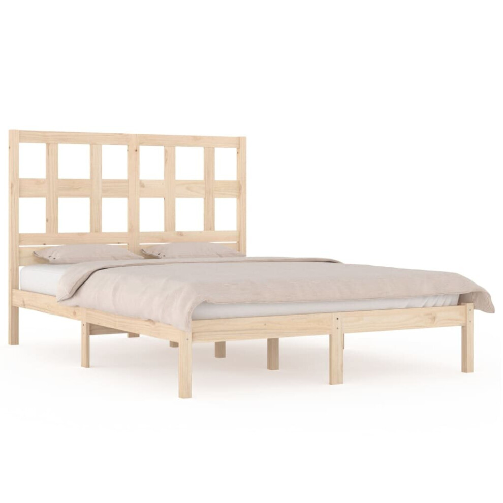 Vidaxl Brown (, 160 X 200 Cm) Bed Frame Bed Base Bedstead Bedroom Mattress Foundation Solid Wood Pine
