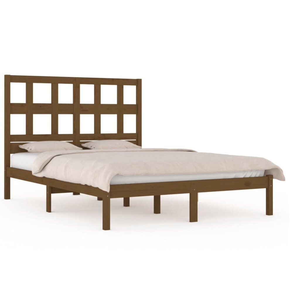 Vidaxl (Honey Brown, 200 X 200 Cm) Bed Frame Bed Base Bedstead Bedroom Mattress Foundation Solid Wood Pine