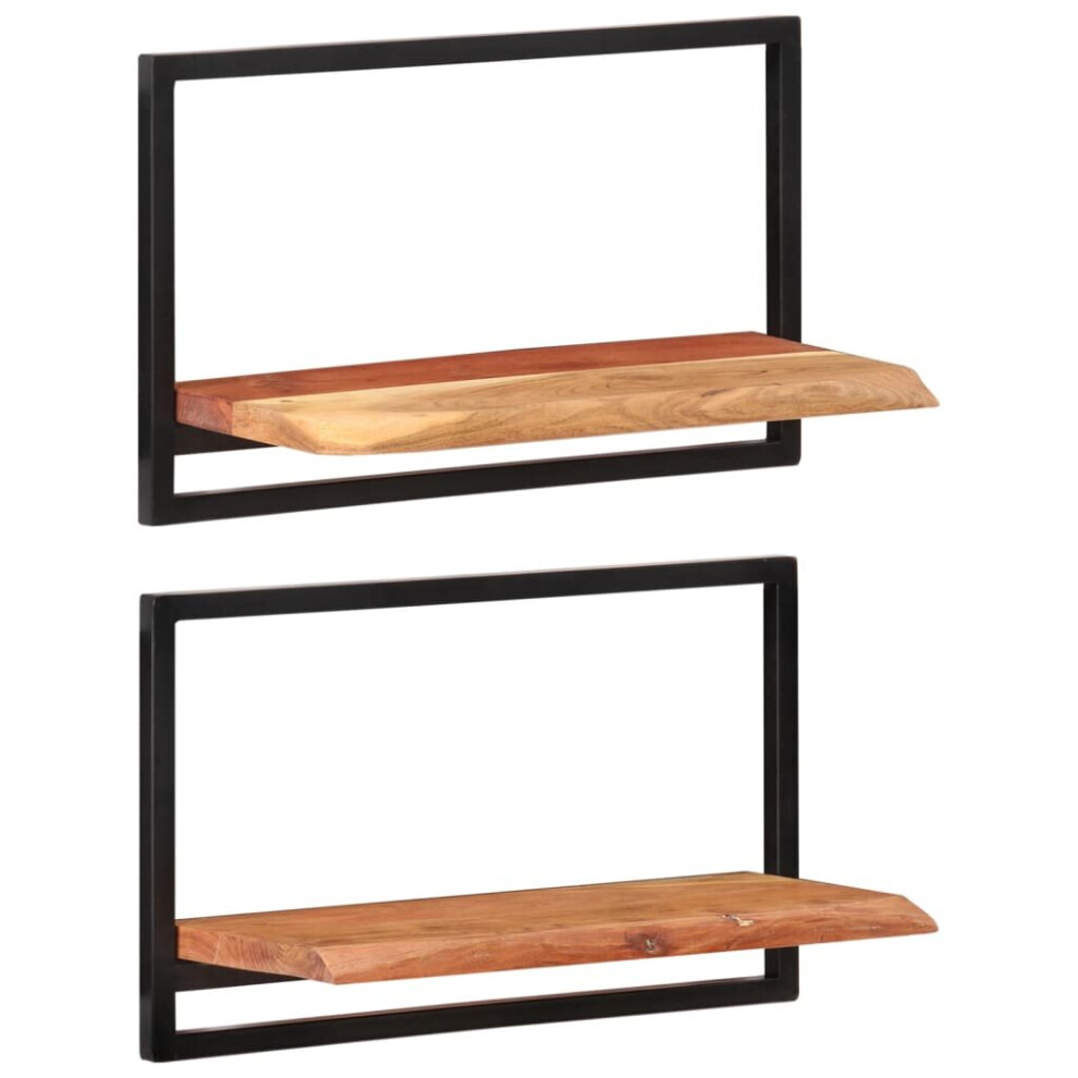 (60 Â¡Ã 25 Â¡Ã 35 cm) vidaXL 2x Solid Wood Acacia And Steel Wall Shelves Hanging Shelf Multi Sizes