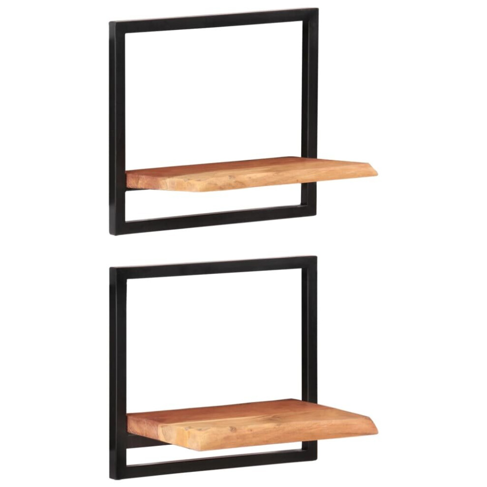 Vidaxl (40 ¡Á 24 ¡Á 35 Cm) Wall Shelf Set Picture Ledges Display Unit Solid Acacia Wood And Steel