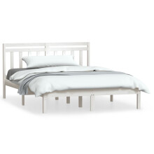 (white, 135 x 190 cm) vidaXL Bed Frame Bed Base Bedstead Bedroom Mattress Foundation Solid Wood Pine