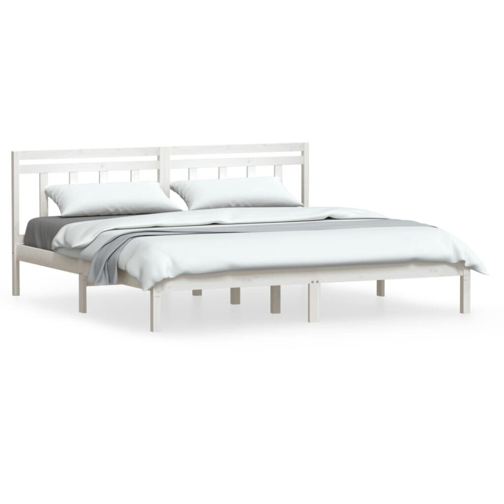 Vidaxl (White, 160 X 200 Cm) Bed Frame Bed Base Bedstead Bedroom Mattress Foundation Solid Wood Pine